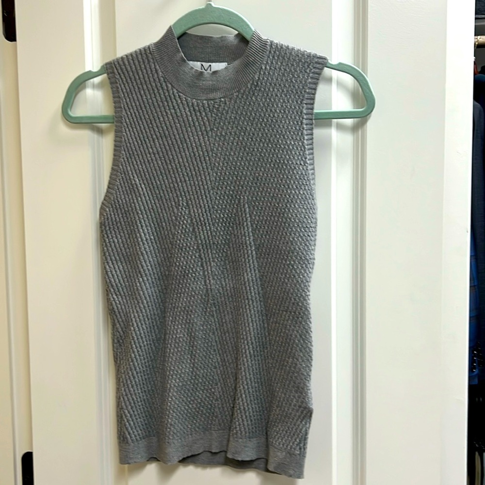 Gray knit mock neck sweater vest